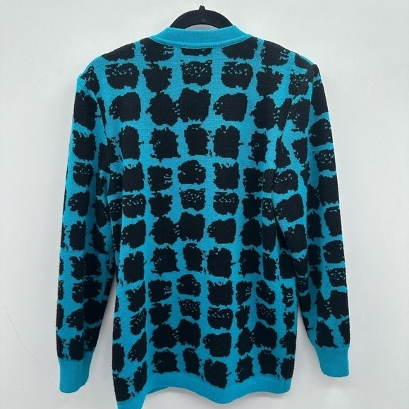 Aethur Kohler Vintage blue-black vintage gold button woman grandma cardigan. 10 - Picture 2 of 6